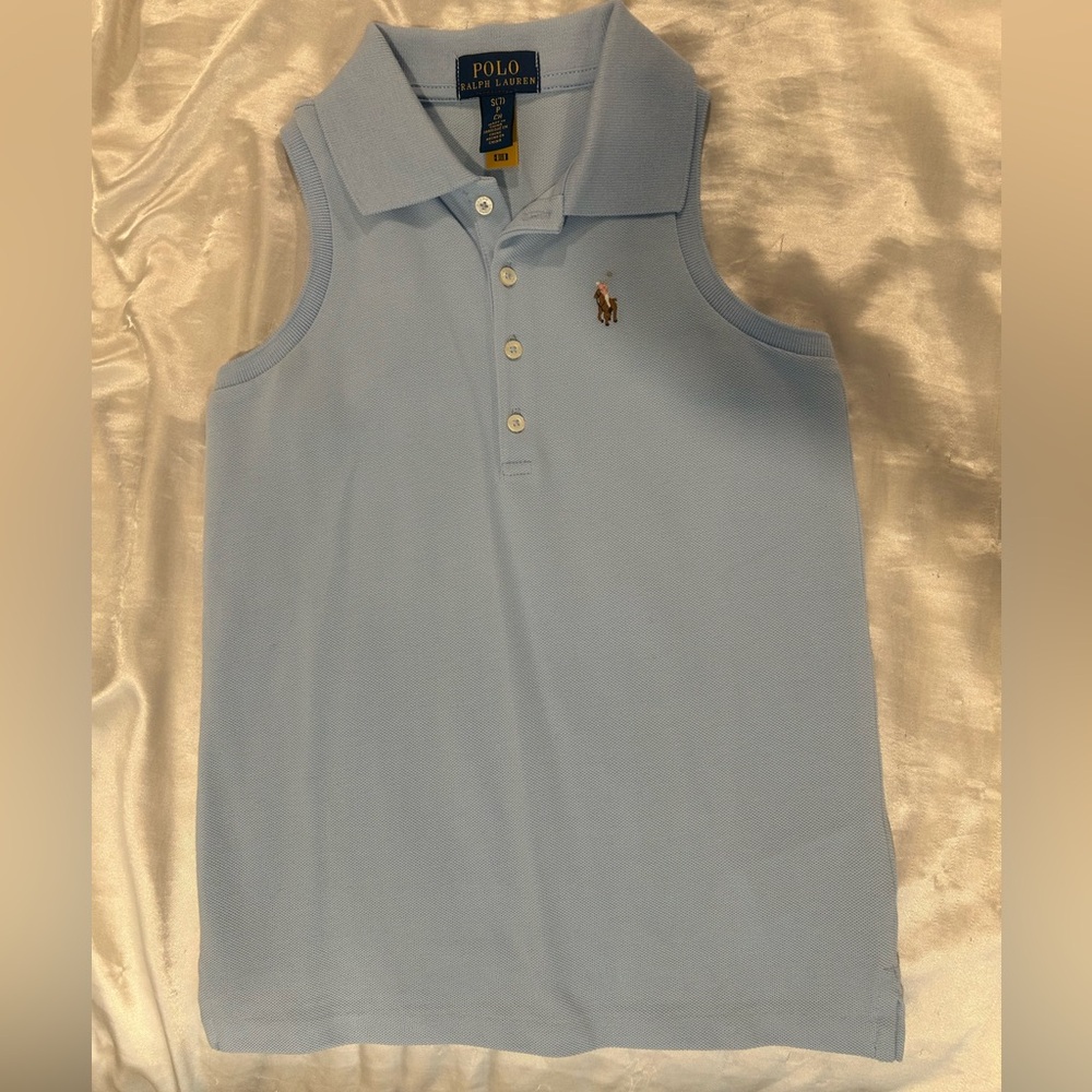 Polo Ralph Lauren Kids Mesh Sky blue bell Sleeveless polo shirt